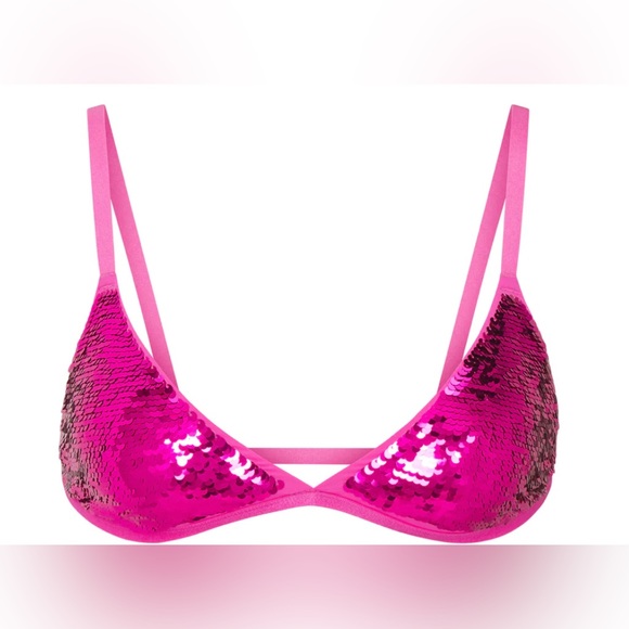 SKIMS Other - SKIMS • SEQUIN TRIANGLE BRALETTE • MED • NWT • HOT PINK